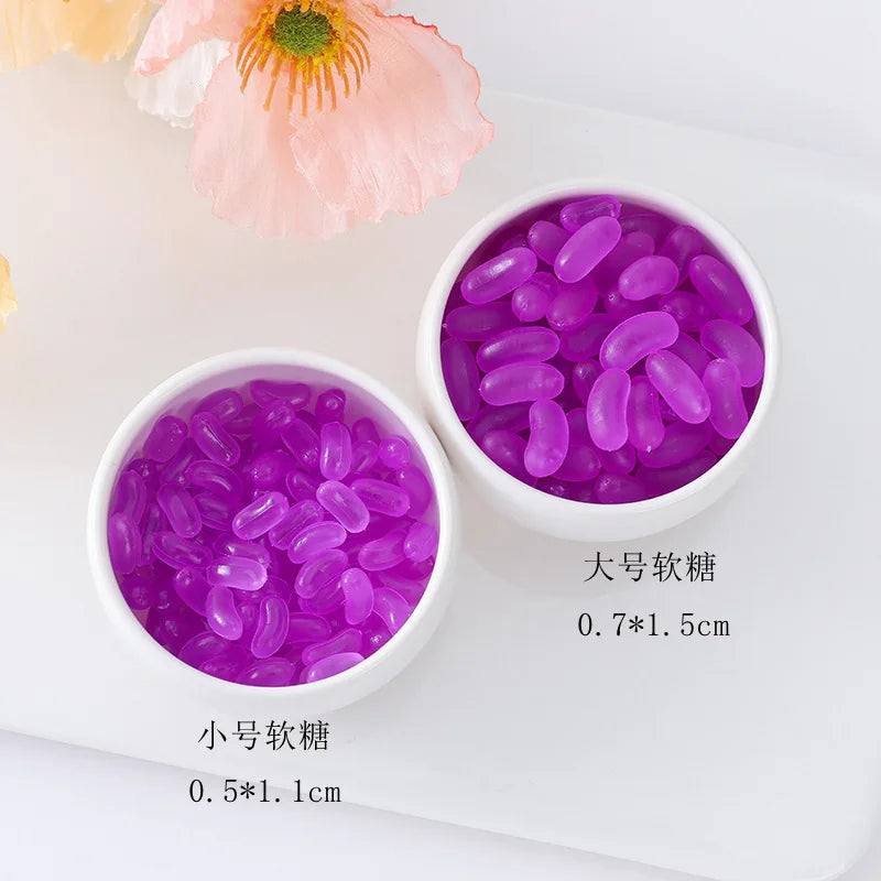 Jelly Bean Candy Cabochons – Resin Fake Sweets for Dollhouse Craft Decor