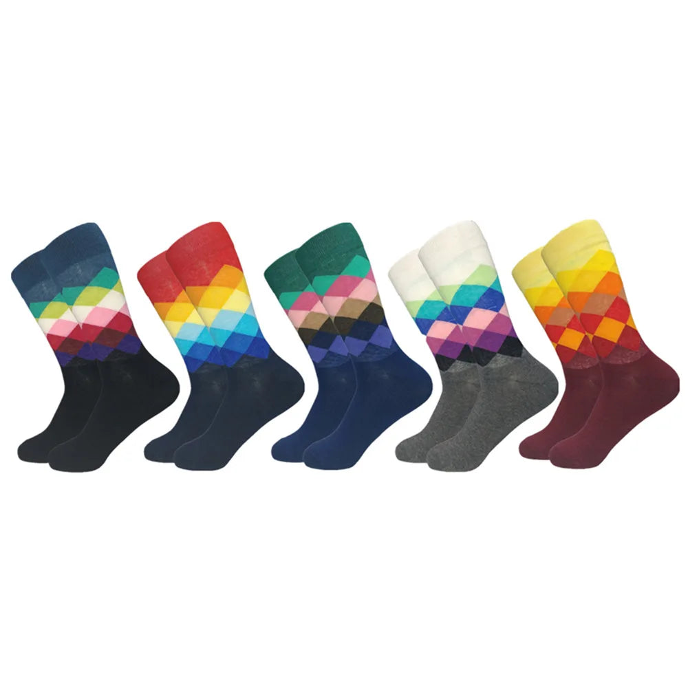 Colorful Cotton Crew Socks – Patterned Funny Dress Fashion for Men