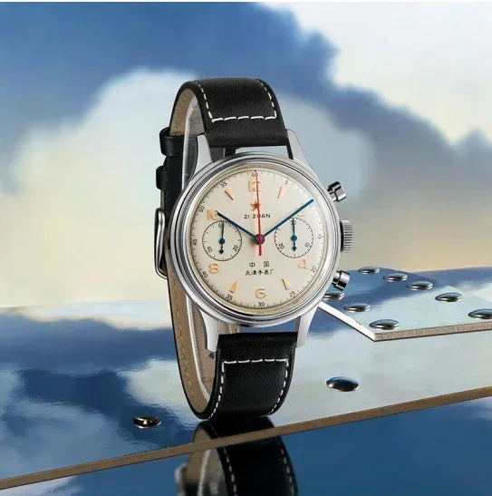 Vintage Pilot Chronograph – 42mm Automatic Waterproof Watch for Men