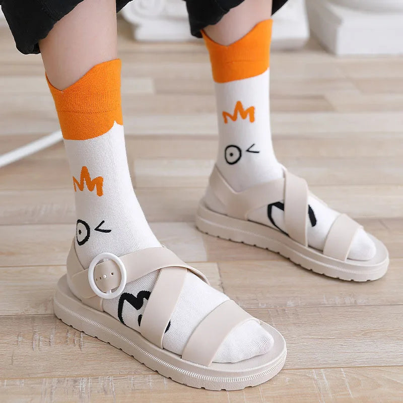 Cartoon Duck Mid-Tube Socks – Cute Animal Crew Socks for Kids