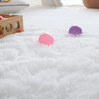 Plush Gray Area Rug – Fluffy Anti-Slip Velvet Carpet for Living Room Decor