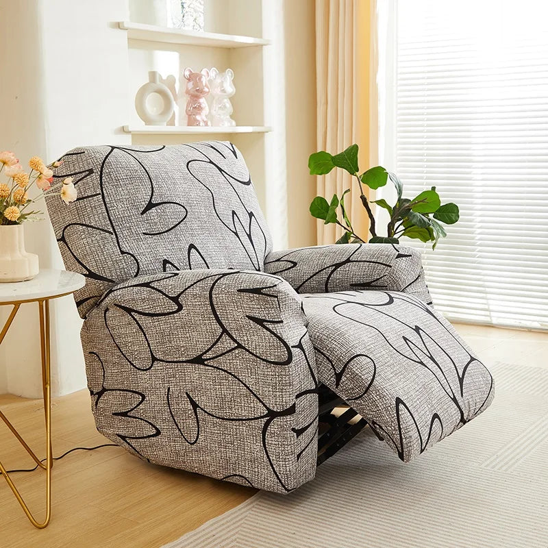 Printed Elastic Recliner Cover – Stretch Slipcover for Living Room Furniture