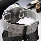 Minimalist Silver Quartz Watch – Elegant Leather Business Accessory for Women