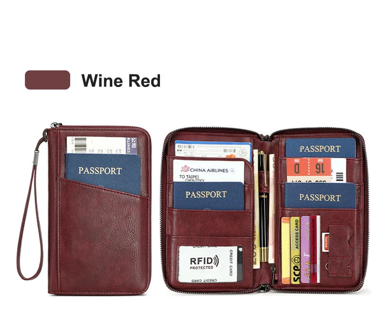 RFID Leather Passport Wallet – Anti-Theft Card Holder for Travel