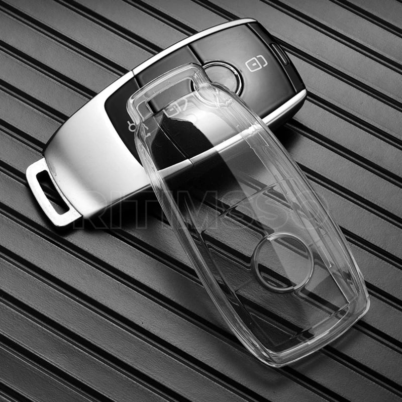 Transparent TPU Car Key Case – Protective Shell for Mercedes Benz Models