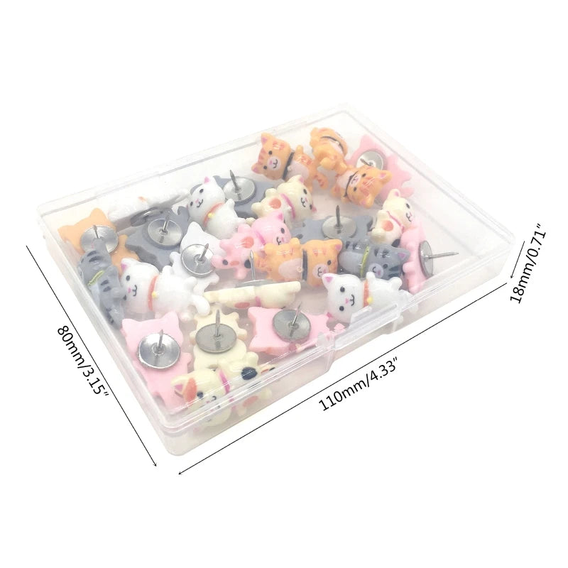Decorative Cat Push Pins – Novelty Thumb Tacks for Bulletin Boards and Maps