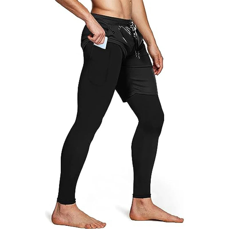 2-in-1 Men's Athletic Pants – Training Trousers for Gym Fitness Running
