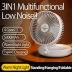Rechargeable 3-in-1 Portable Fan – Multifunctional Cooling for Home and Travel