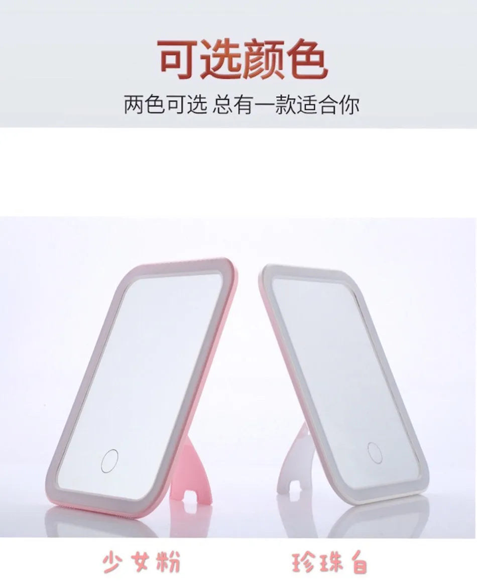 LED Touch Screen Makeup Mirror – Foldable Cosmetic Light for Daily Vanity