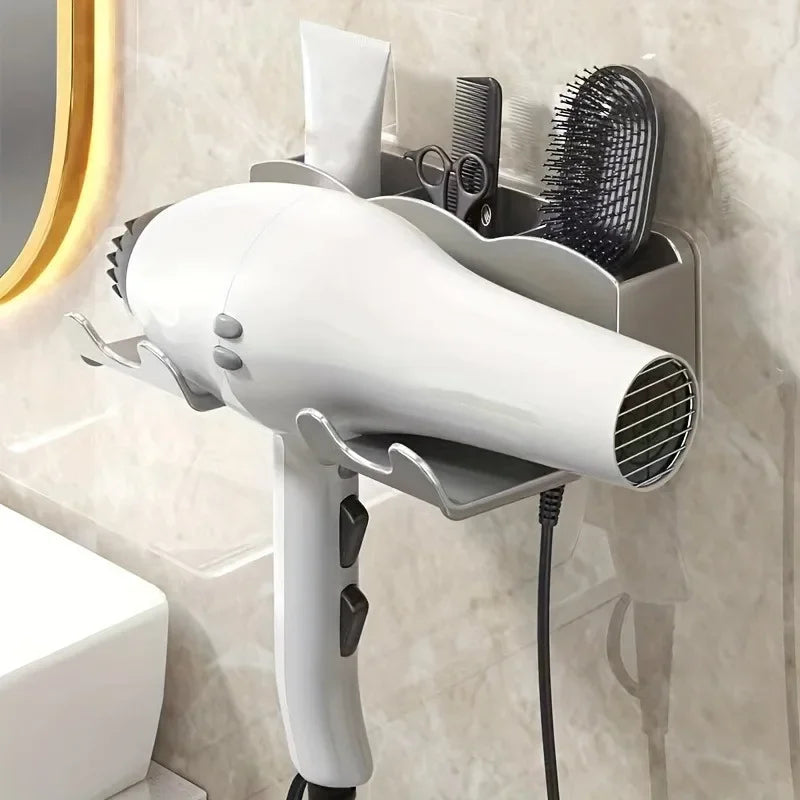 Wall Mounted Hair Dryer Holder – Adhesive Bathroom Storage Bracket
