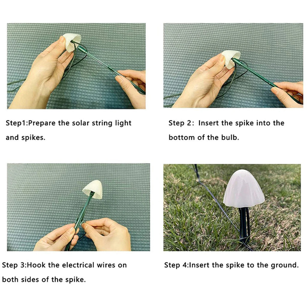 Mushroom Solar String Lights – LED Fairy Garden Decor for Outdoor Landscapes