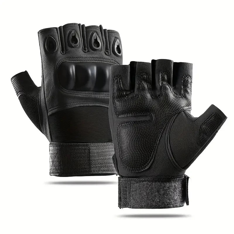 Tactical Fingerless Gloves – Hard Shell Knuckle Protection for Outdoor Sports