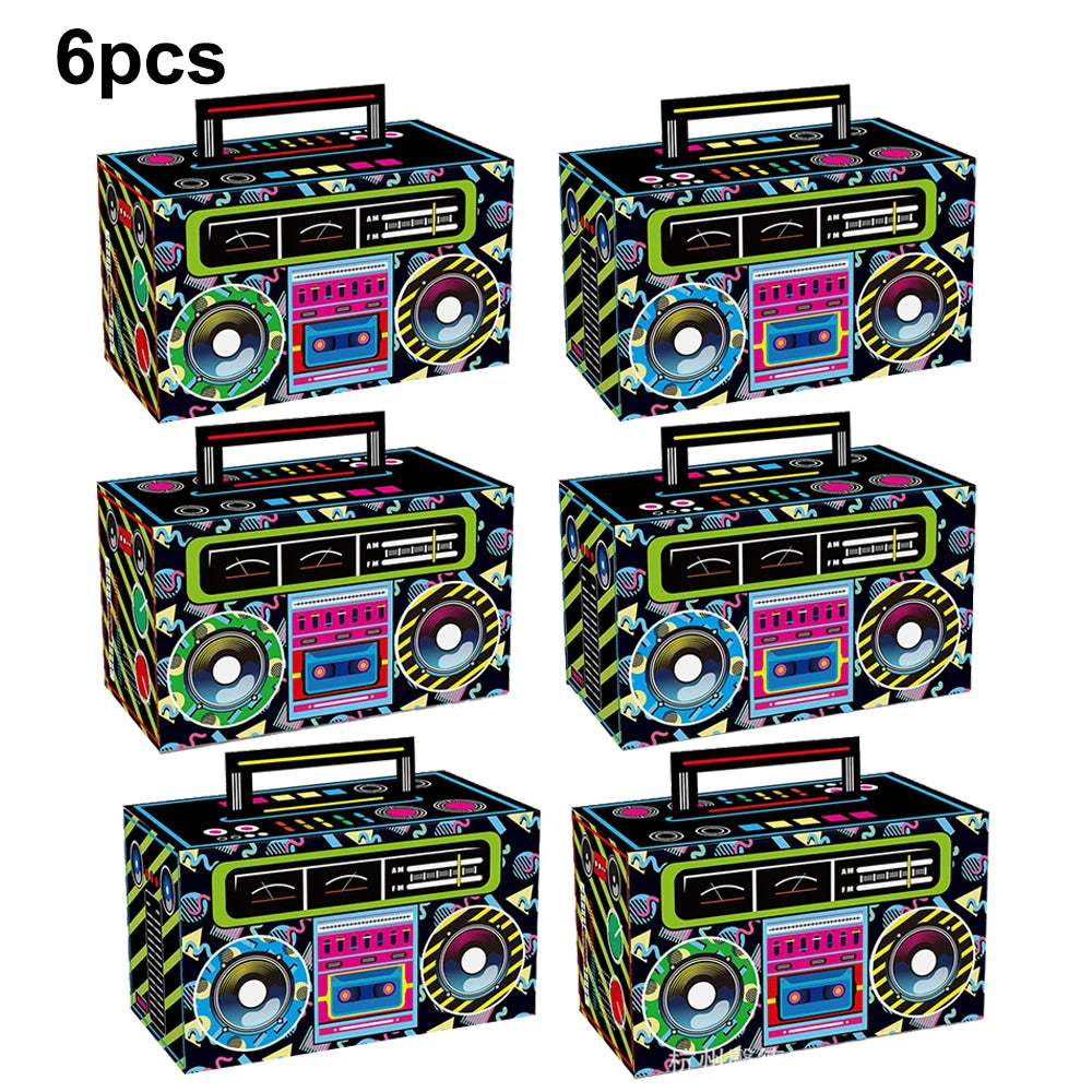 Retro Boom Box Candy Boxes – Paper Gift Containers for 80s 90s Hip Hop Parties