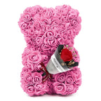 Artificial Rose Teddy Bear – 25cm Flower Figurine for Anniversary Gifts