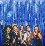 Metallic Foil Tinsel Fringe Curtains – Silver Backdrop for Party Decoration