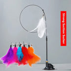 Feather Cat Teaser Wand – Suction Cup Interactive Toy for Indoor Exercise