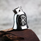 Vintage Jesus Cross Bell Pendant – Religious Biker Necklace for Men