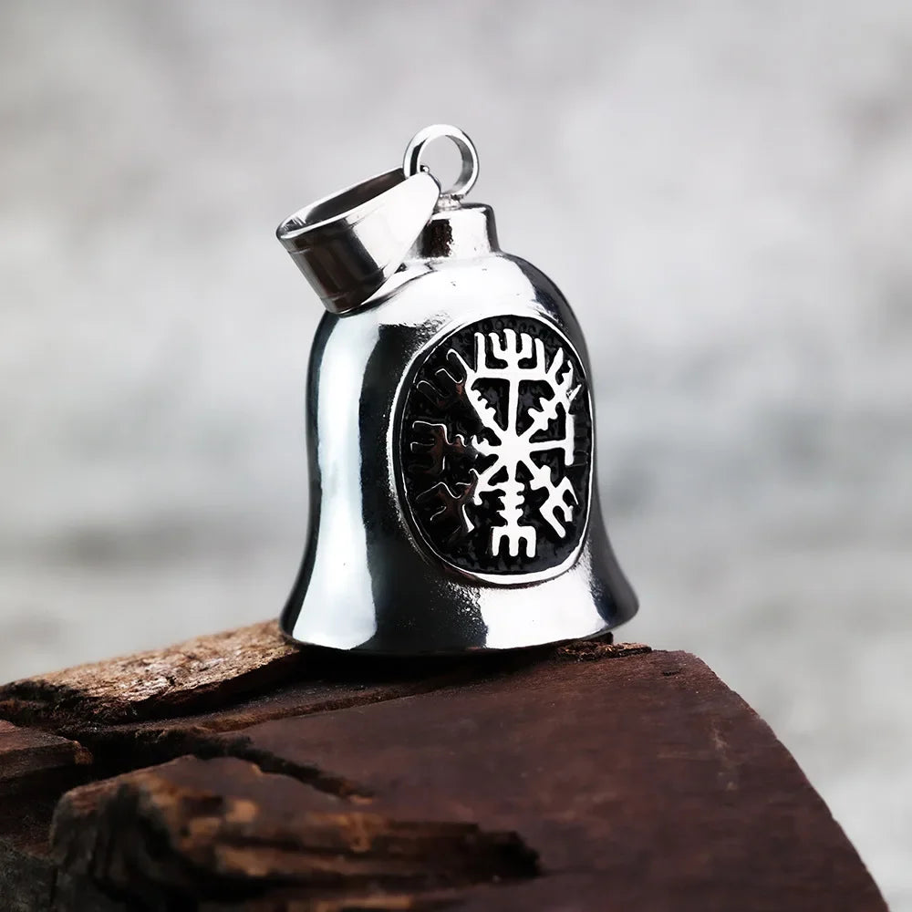 Vintage Jesus Cross Bell Pendant – Religious Biker Necklace for Men
