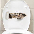 3D Peeping Kitten Toilet Sticker – Waterproof Decal for Bathroom Decor
