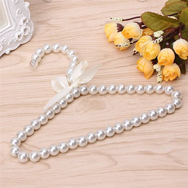 Pearl Beaded Bow Clothes Hangers – Decorative Kids Dress Storage Organizer
