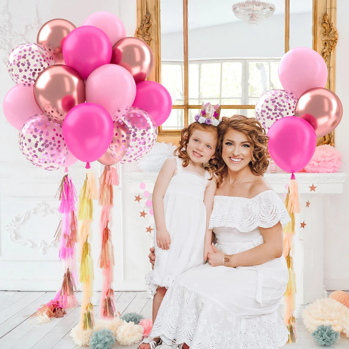 Metallic Pearl and Confetti Balloons – Decorative Latex Set for Party Events