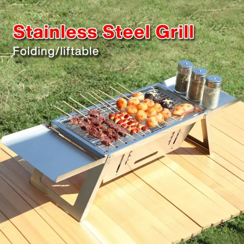 Portable Charcoal Barbecue Grill – Folding Stainless Steel Stove for Outdoor BBQ