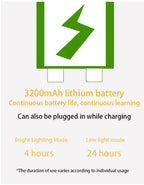 LED Desk Lamp – Rechargeable Touch Light with Alarm and Thermometer for Study