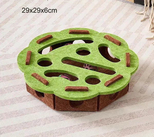 Interactive Felt Cat Puzzle Box – Hide and Seek Maze Toy for Kitten Play