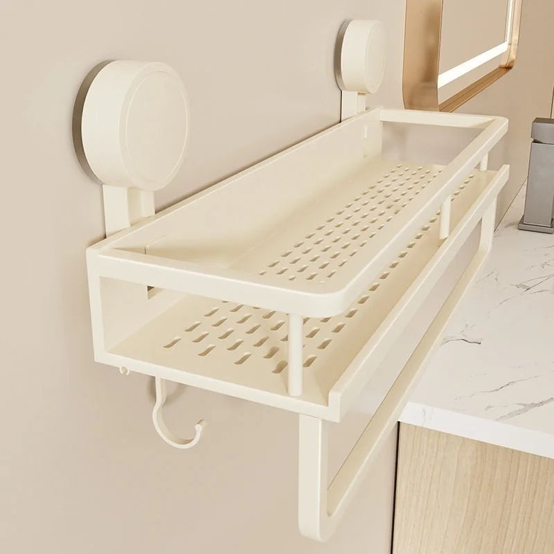 Corner Suction Storage Rack – Wall-Mounted Shelf for Bathroom Organization