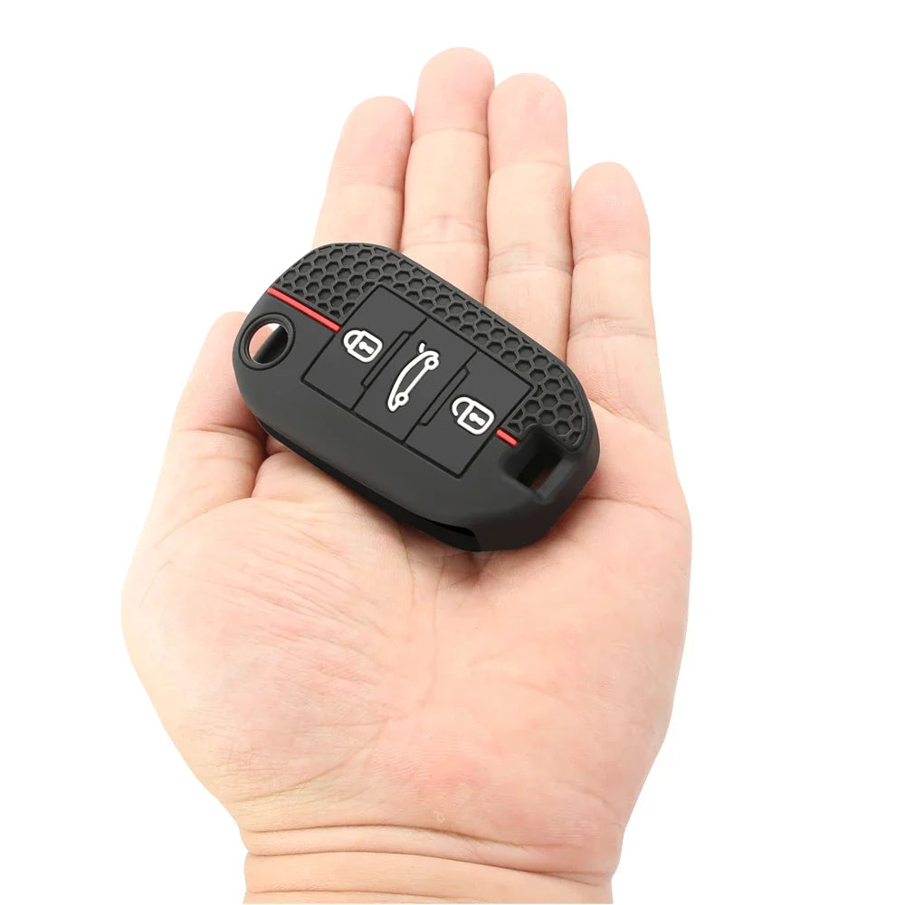 Silicone Car Key Cover – Protective Remote Fob Case for Citroen and Peugeot