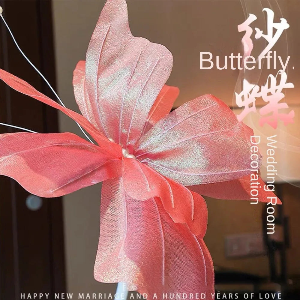 Large 3D Gauze Butterfly Decoration – Hollow Hanging Display for Weddings
