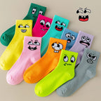 Cartoon Smiley Face Socks – Trendy Mid Tube Casual Wear for Women