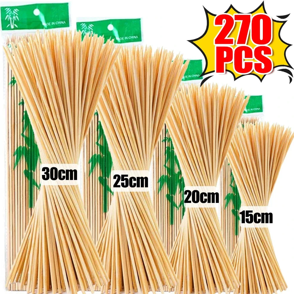 Natural Bamboo Skewers – Disposable Sticks for Grilling and BBQ Appetizers