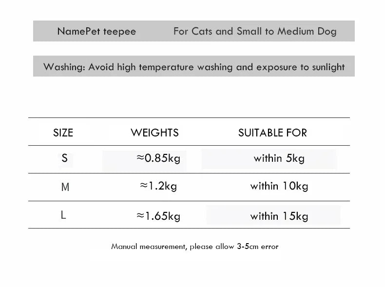 Portable Pet Teepee – Washable Indoor House for Cats and Small Dogs