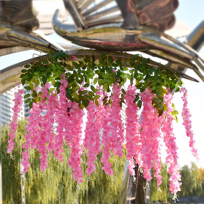 Silk Wisteria Hanging Vines – 110cm Artificial Flower Garland for Wedding Decor