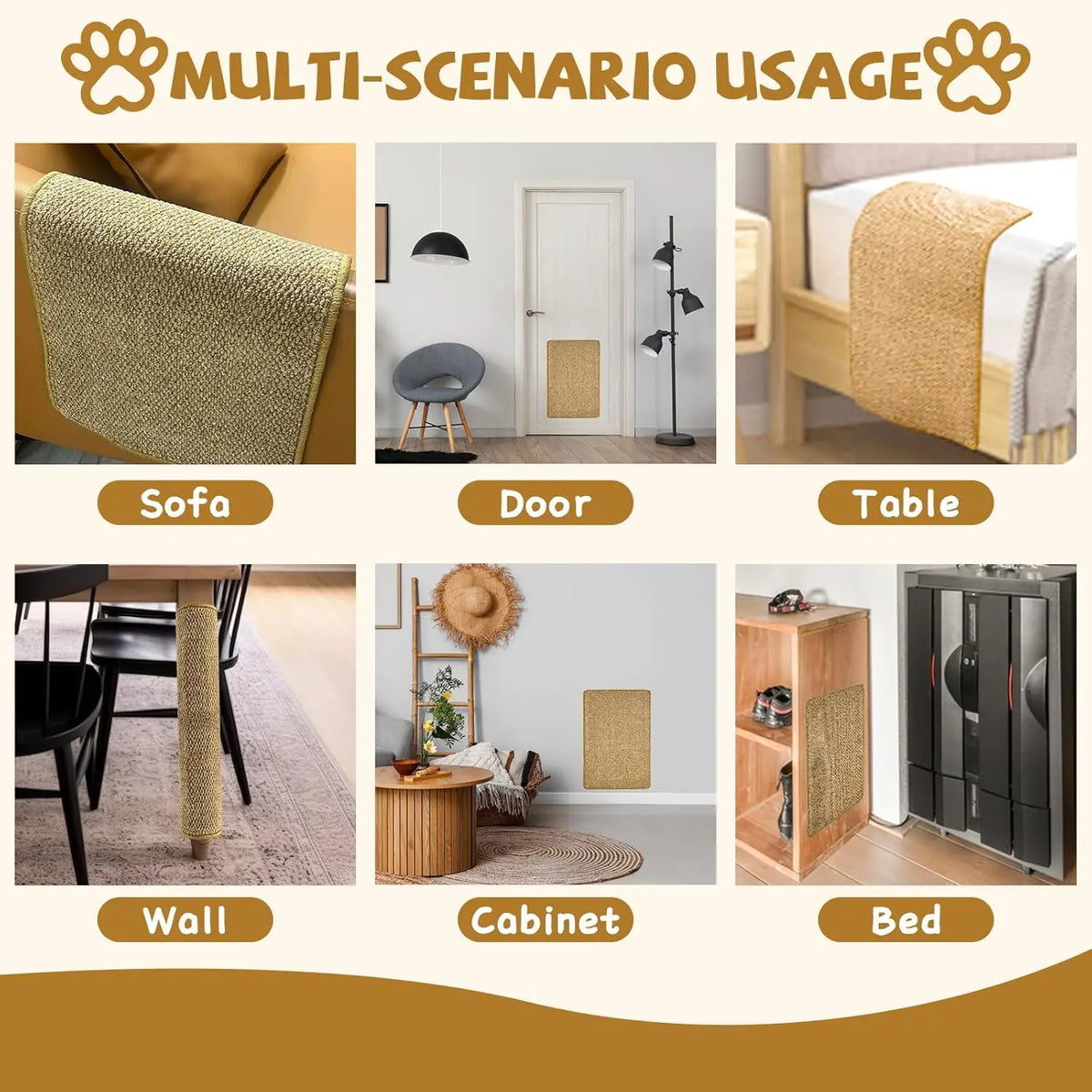 Natural Sisal Cat Scratching Mat – Self-Adhesive Sofa Protector for Cats