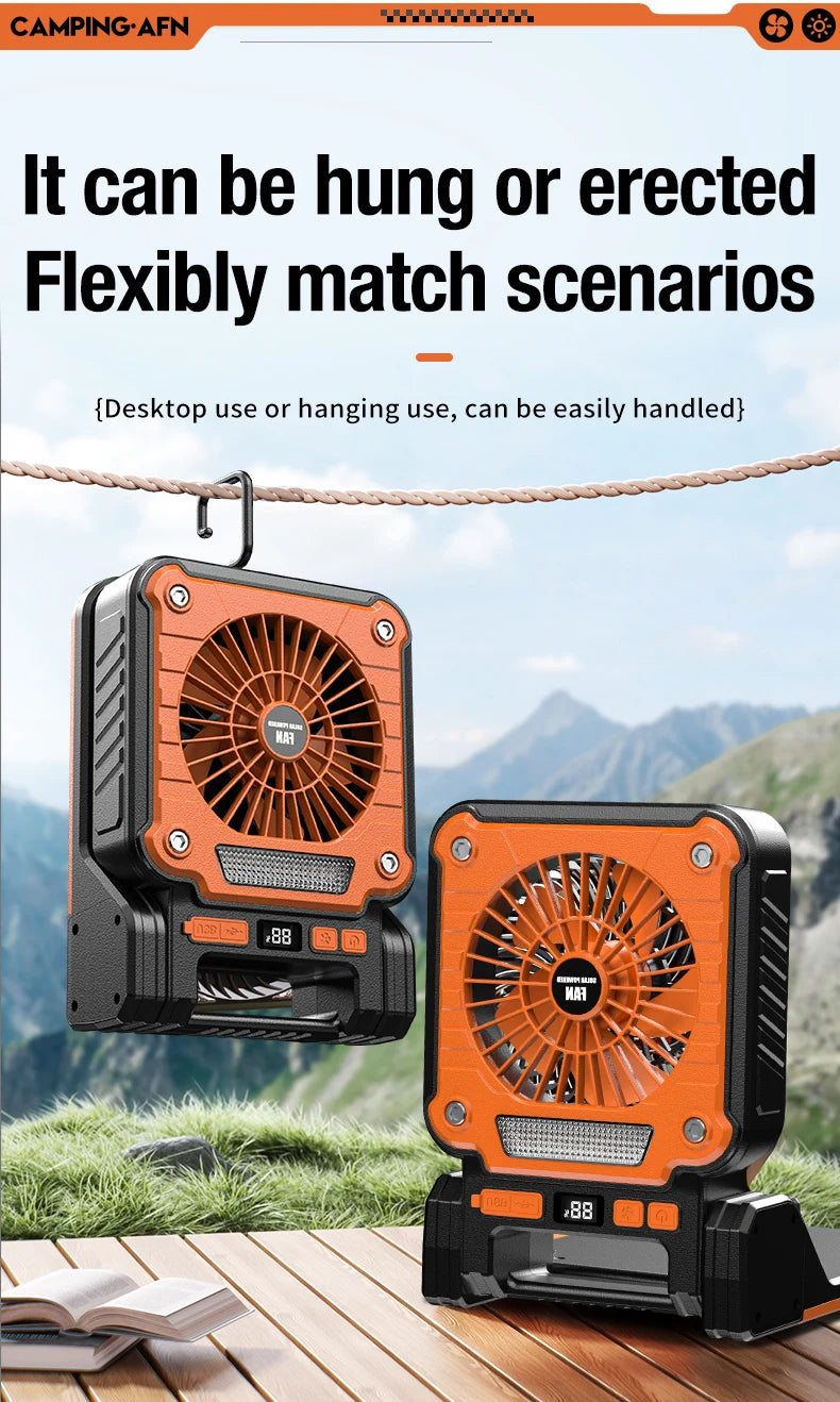 Portable LED Camping Fan – Solar USB Powered for Outdoor Tents