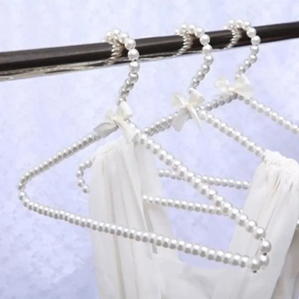 Pearl Beaded Bow Clothes Hangers – Decorative Kids Dress Storage Organizer
