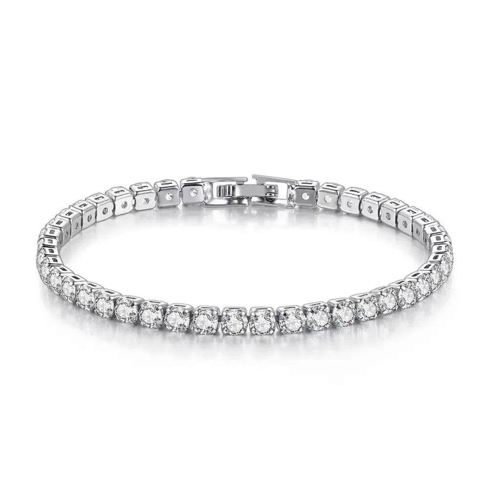 S925 Sterling Silver Zirconia Tennis Bracelet – 4mm Jewelry for Wedding Gift