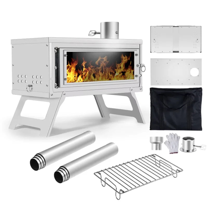 Portable Wood Burning Camping Stove – Foldable Secondary Combustion Chimney