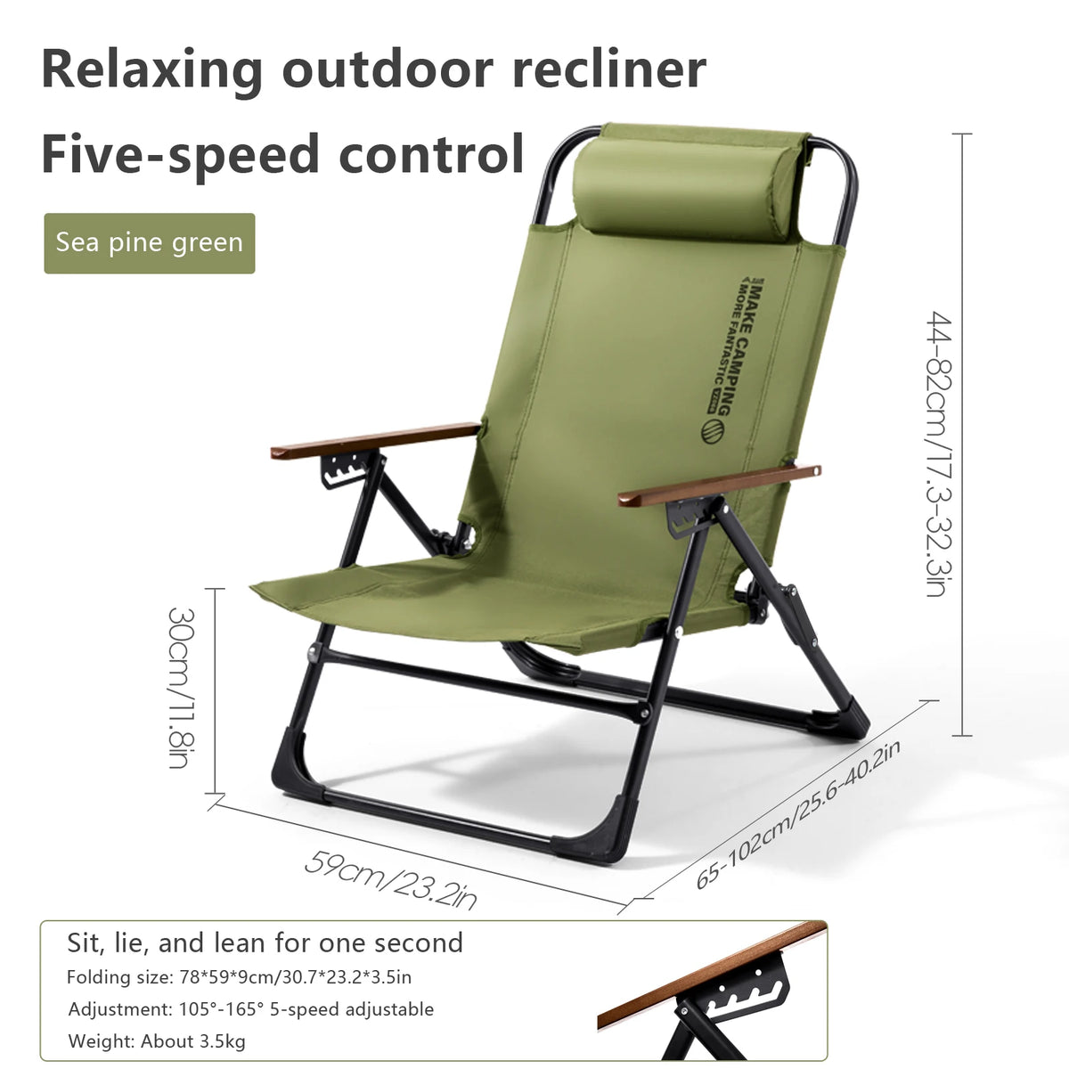Folding Camping Chair – Adjustable Portable Seat for Outdoor Hiking Travel