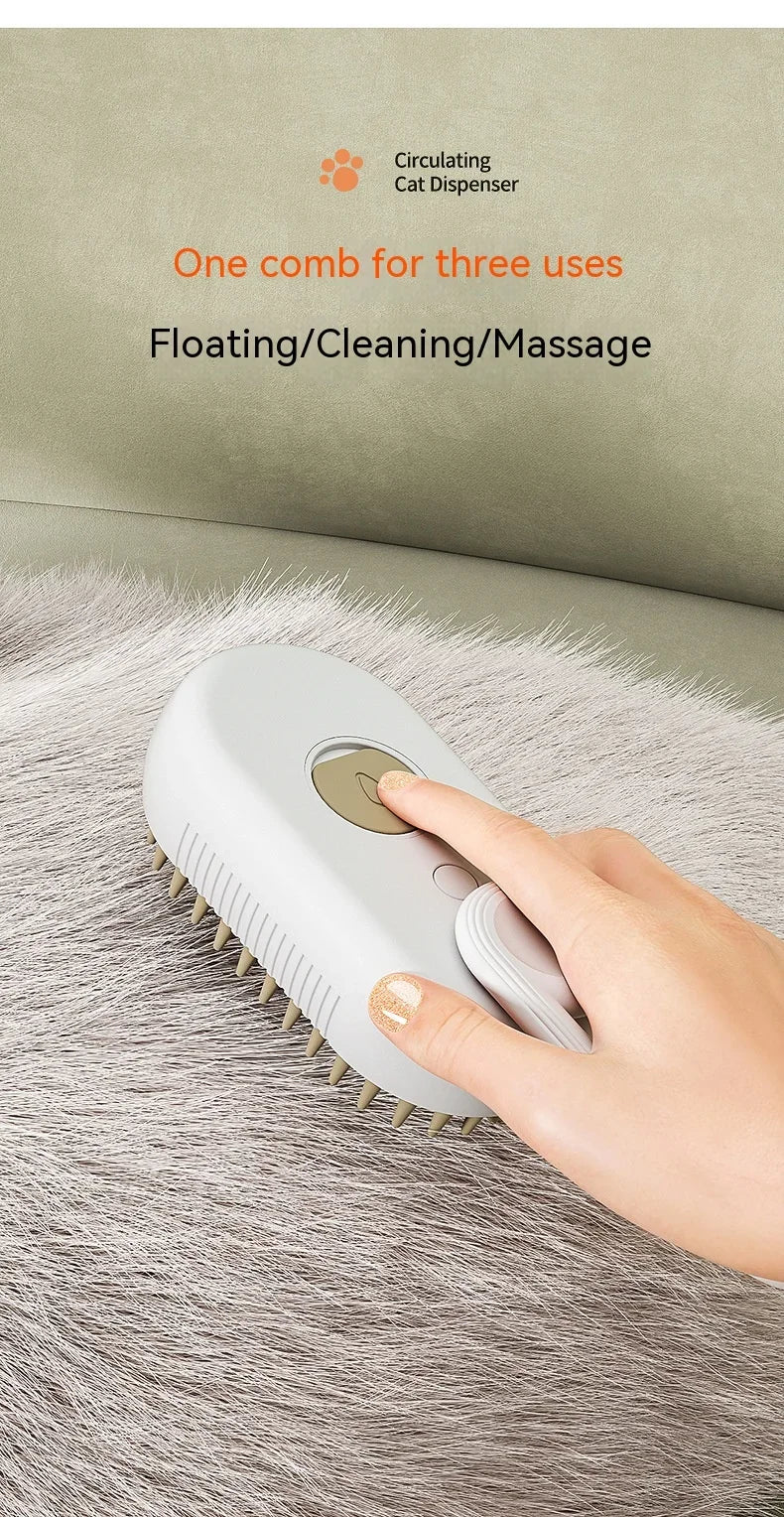 3-in-1 Pet Steam Grooming Brush – Electric Spray Comb for Dog and Cat Shedding