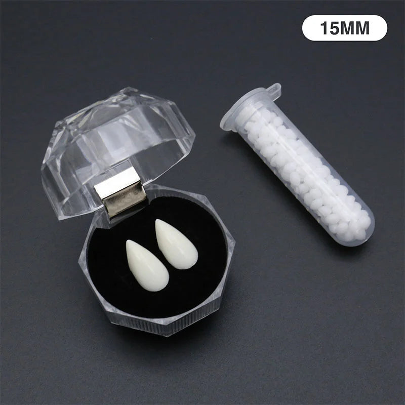 Vampire Fangs with Adhesive – Realistic Dentures for Halloween Cosplay