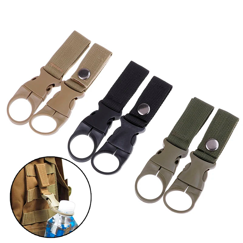 Nylon Webbing Bottle Holder – Tactical Carabiner Hook for Outdoor Hiking
