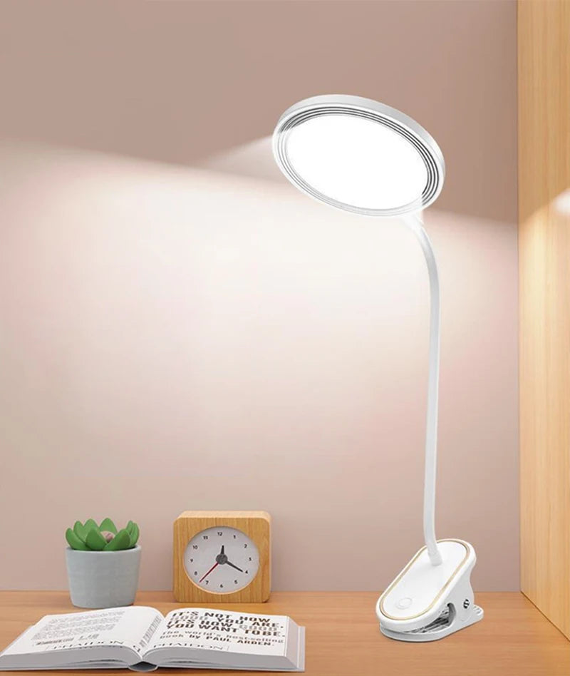 Rechargeable Clip-On LED Desk Lamp – Eye-Protection Light for Bedside Reading