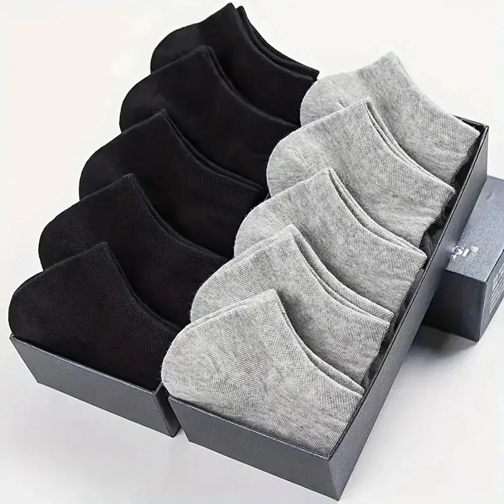 Men's Ankle Boat Socks – Solid Color Sweat-Absorbent Cotton for Business Sport