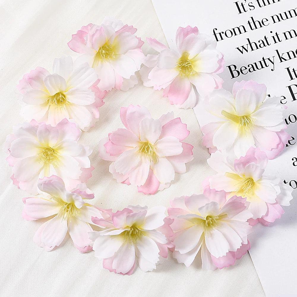 Artificial Cherry Blossom Heads – Silk Floral Decor for Weddings and DIY