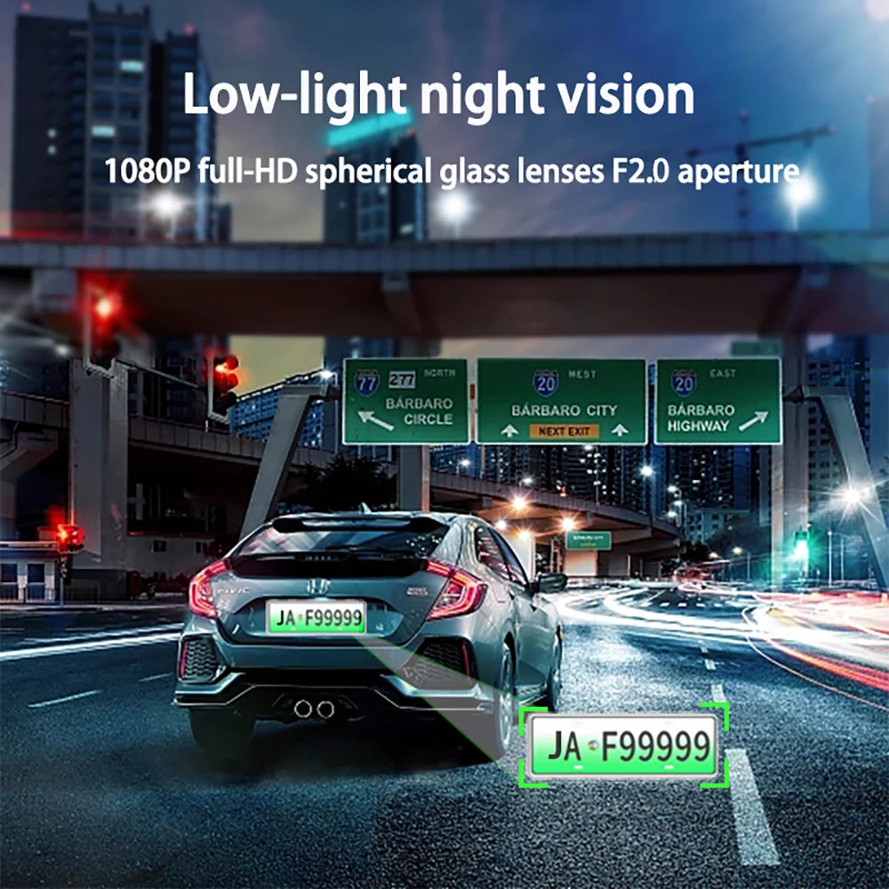 Triple Lens Dash Cam – 1080P Front and Rear Vehicle Recorder for Night Vision