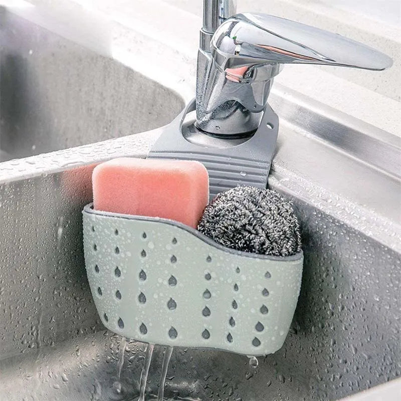 Adjustable Rubber Sink Caddy – Hanging Faucet Basket for Kitchen Organization