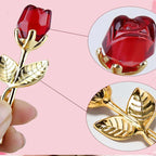 Crystal Rose Ornament – Mini Glass Flower for Valentine's Day Gift